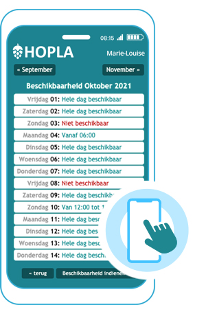 Medewerker zelf beschikbaarheid opgeven met Hopla online personeels planning